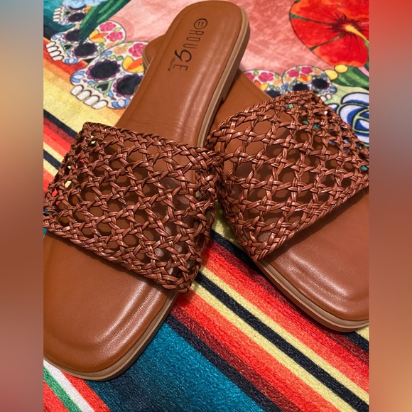 Brown Slide Sandals - Picture 2 of 3